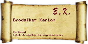 Brodafker Karion névjegykártya